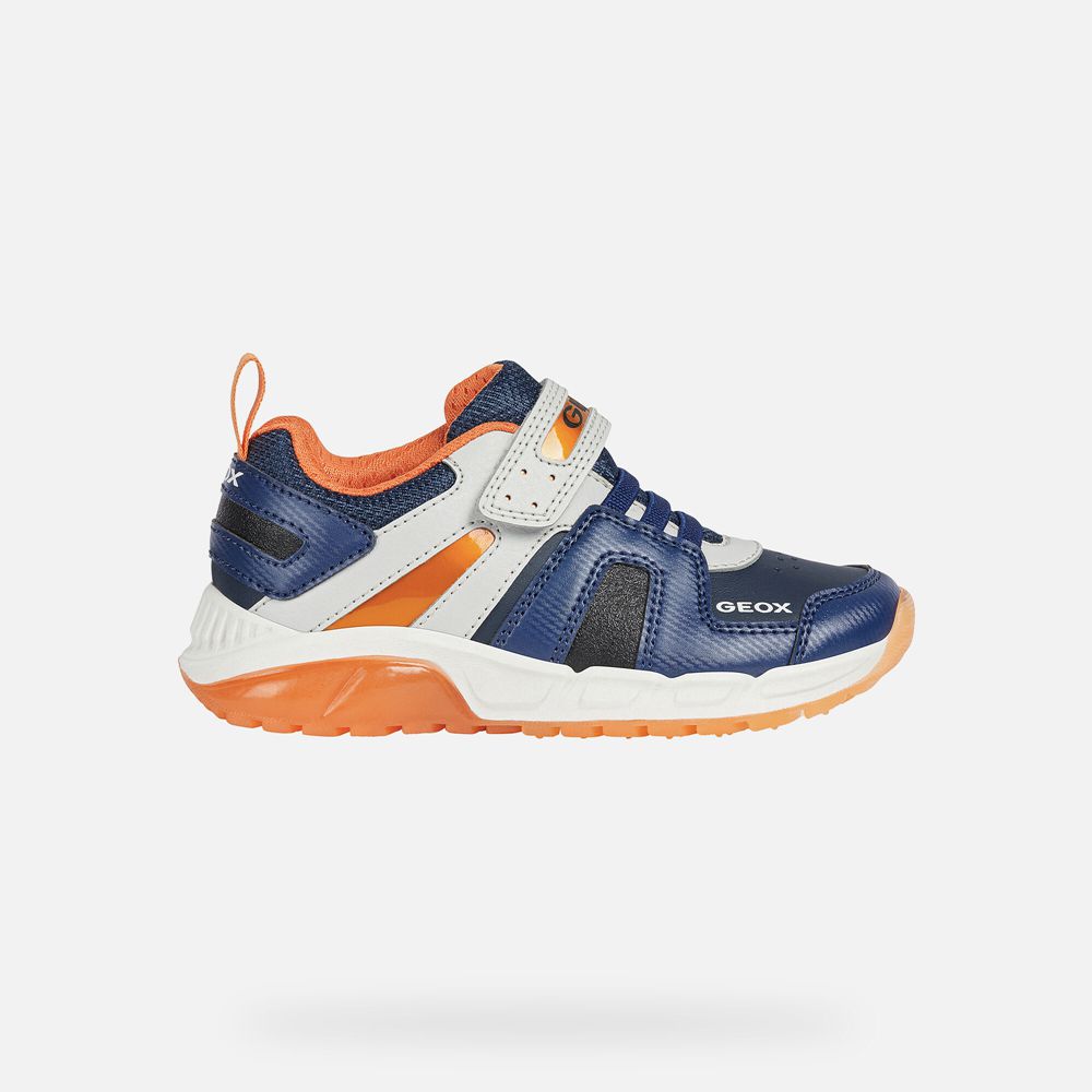 Tenis Geox Menino Azul Marinho/Laranja - Spaziale - XWSGI0749